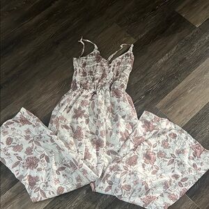 Never worn floral romper button up wide leg